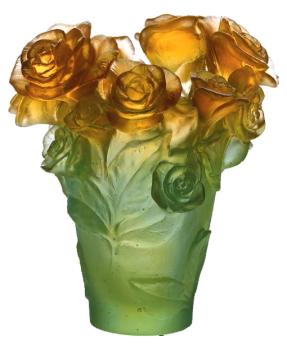 Green & orange vase - Daum